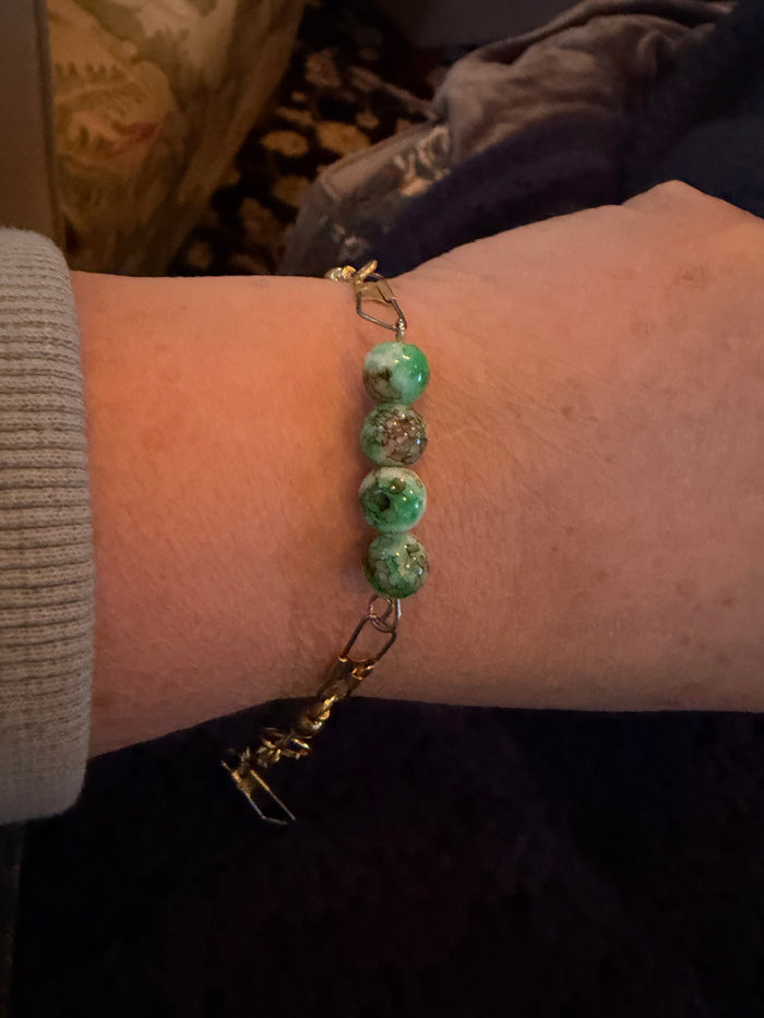 African Turquoise Glass Bead Bracelet